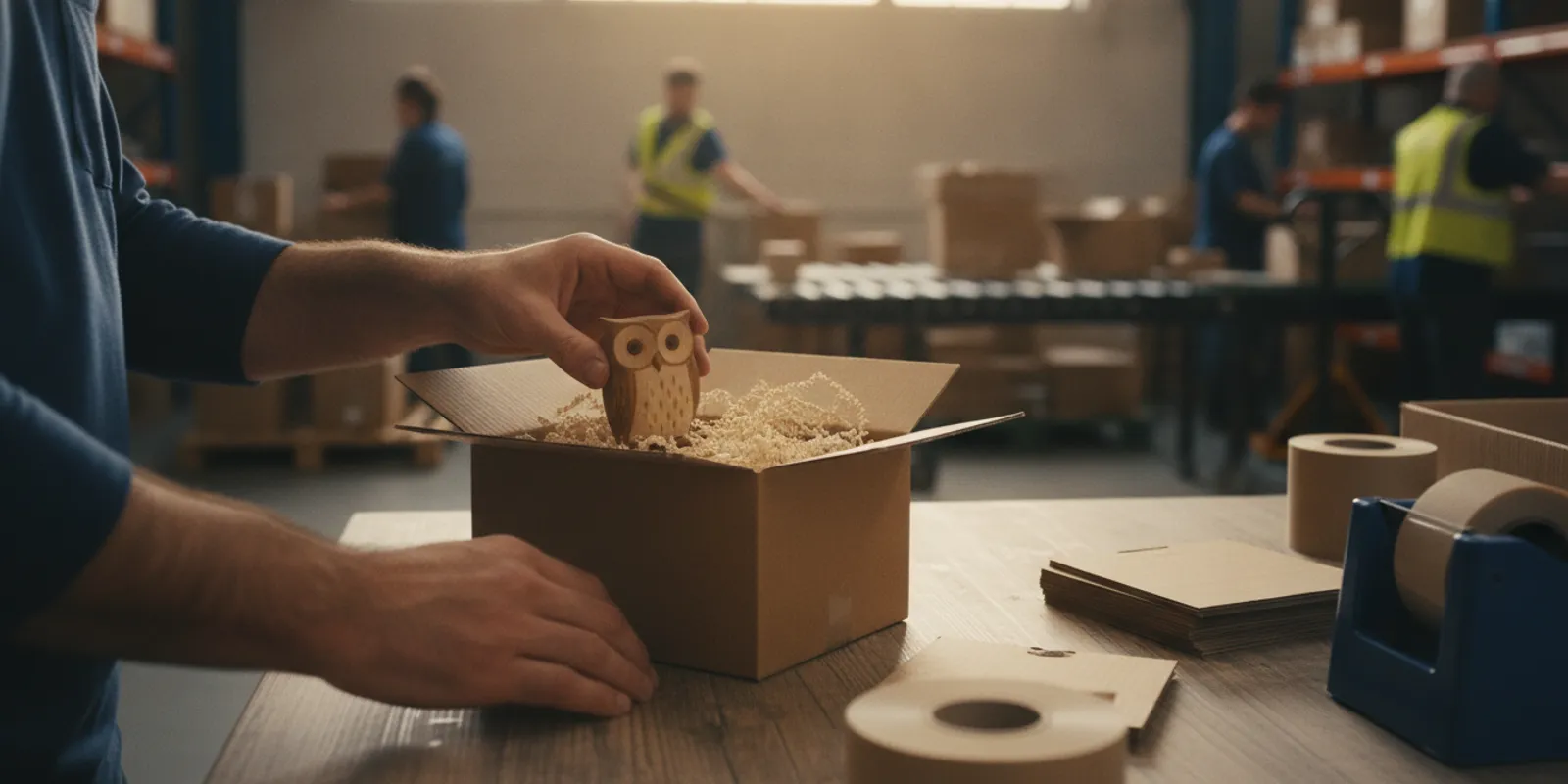 Sustainable fulfillment packaging with a right-sized corrugated box and paper cushioning